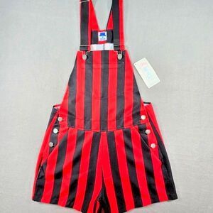 Womens XS Viva La Fete Collegiate Team Shortalls Red and Black Stripes Georgia